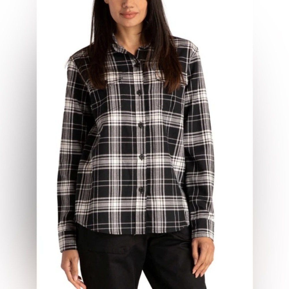 Tilley Women's Black and White Plaid Button-Up Shirt Size XS NWOT